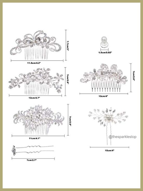 32 Pack Silver Bridal Hair Combs Pins Set Rhinestone Pearl Wedding Hair main image 4